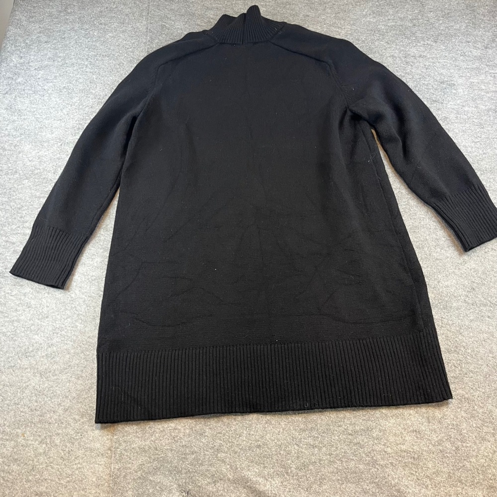 Zara Womens Mock Neck Knit‎ Sweater Black Minimalist Large Long Sleeve Ribbed